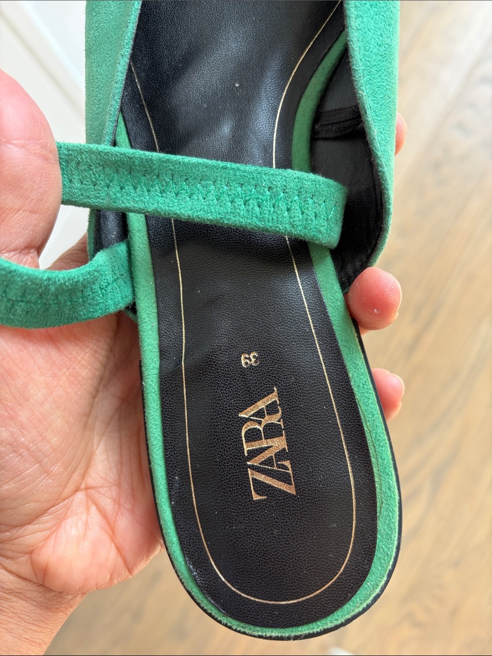 Zara Green Pointed Slingback Flats - Picture 5 of 5